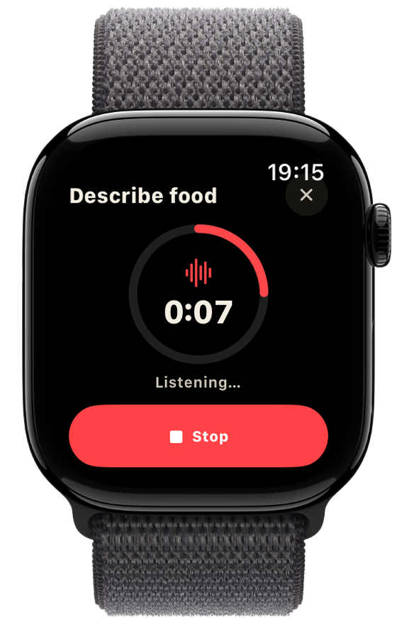 Apple Watch recording a spoken food description
