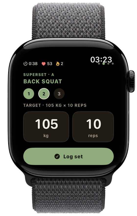 Apple Watch set logging with weight and repetitions